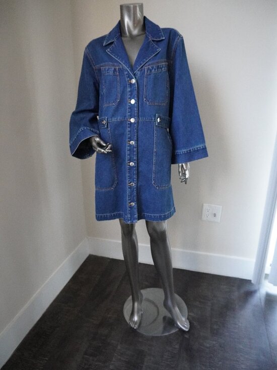 Veronica Beard McKinley Dress Blue Denim Shirt Dress Cotton Size Large - Picture 4 of 8